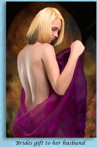 Beautiful woman, Oil painting, brides gift to her husband. 